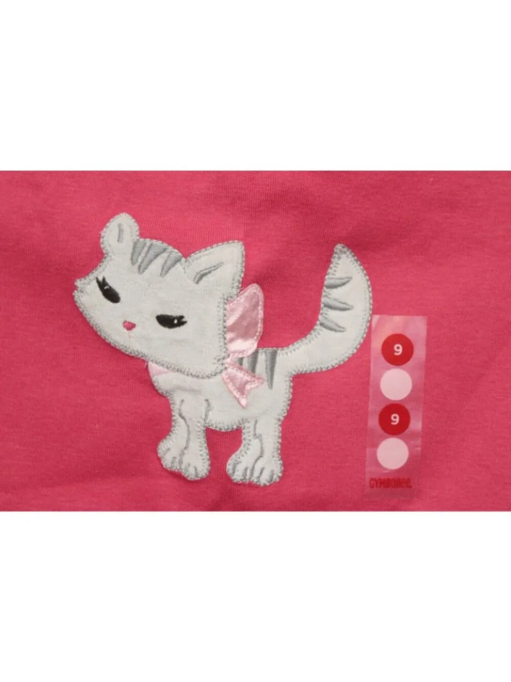 2008 Gymboree Classroom Kitty Pink Tee T-Shirt sz 9 Grey Cat Bow Open Back BTS